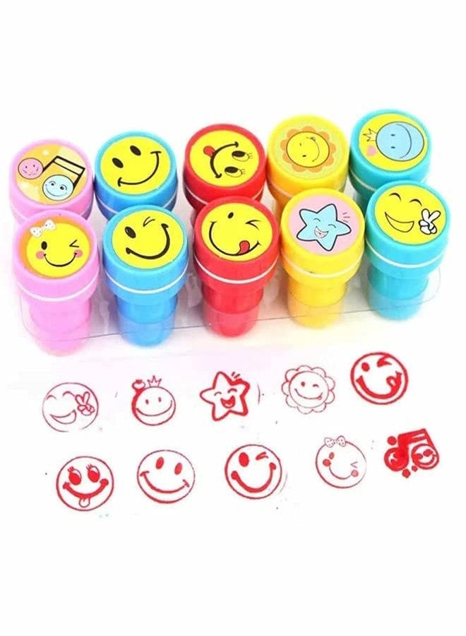 RKZ® Emoji Stamps for Kids - Unicorn Emoji Stamp, Educational Toys Art and Craft School Supplies, Coloring & Stamping Set for Girls & Boys 3 Years +, Multicolor Learning Toys (Pack of 10 Pcs) - Image 1